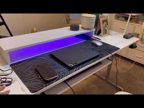 Bestier 63 Inch Gaming Desk with LED Lights & Power Outlets – Modern Computer Desk