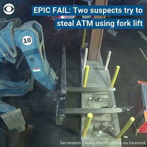 15K views · 37 reactions | EPIC FAIL: Two suspects tried to steal an ATM from a bank in North Sacramento, California using a forklift, but before they could get away, the machine fell off the truck bed and caused a traffic collision. | 48 Hours | Facebook