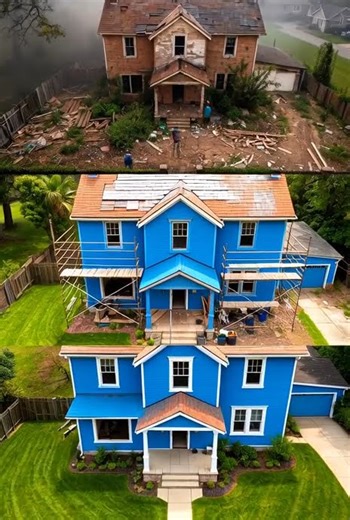 Old abandoned farmhouse, peeling paint, sagging roof, gloomy sky#renovierung #abandonedbuilding