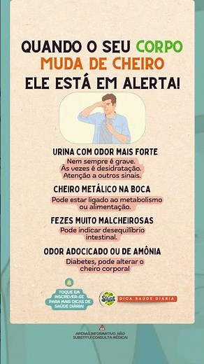 🚨 SINTOMAS OCULTOS! O que a mudança de cheiro revela sobre sua saúde? ⚠️ #dicasaúdediária