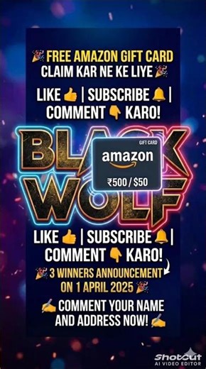 "FREE Amazon Gift Card ₹500 - Black Week Offer! Like, Subscribe & Comment Karo!"#shorts#viral#free