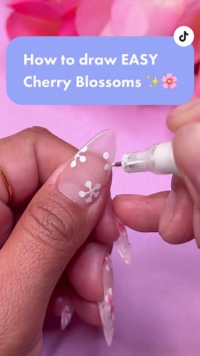 🌸 Cherry Blossom Nails: Easy Nail Art Tutorial ✨