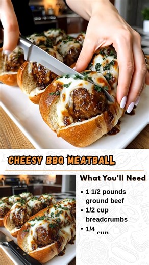 Cheesy BBQ Meatball Subs *There’s something downright comforting about a meatball sub—hearty, saucy, and smothered in melted cheese. This version with tangy barbecue flavor and plenty of mozzarella is the kind of messy, cheesy goodness that feels like a hug in sandwich form.* What You'll Need 1 1/2 pounds ground beef 1/2 cup breadcrumbs Full Recipe in Coʍmеոτ 💬 | Fascinating Recipes