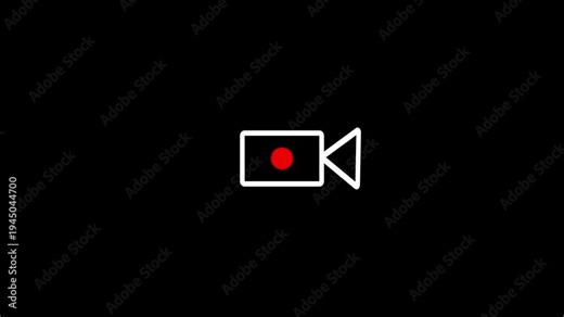 Recording button animation on transparent background, recoding button animation in 4, simple recording icon animation with alpha channel.