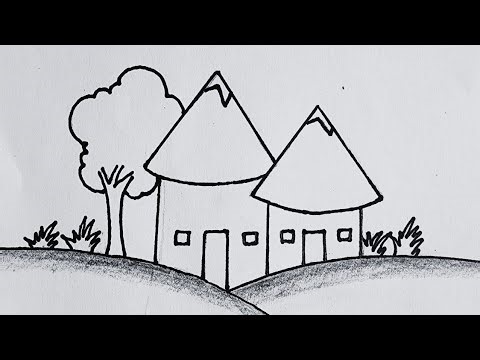 Easy Hut Drawing | How to Draw a Hut Step by Step | House Drawing Tutorial