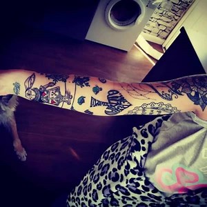 We added the bunny off Alice and wonderland, we're all mad here spade and a few little cups saucers etc 💙🐇💙 Jamie Lou Hopes Twinfinity Ink.. Hurry up and end lockdown ✌️ | Twinfinity Ink Tattoo studio