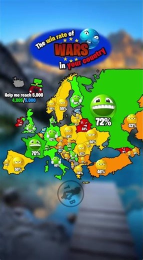 The win rate of wars in your country #europe #mapguide #potatomapping #map #educationstatistics