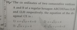 06 The co ordinates of two consecutive vertices A and B of a re... | Filo