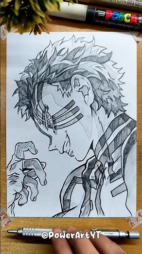 Drawing Akaza ❄️ side profile #鬼滅の刃 #ちいかわ #猗窩座 #demonslayer