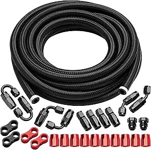 10AN Fuel Line Kit Nylon Braided CPE Fuel Line Hose 20FT With AN10 Hose End Fittings