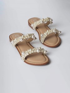 Buy CAI Embellished Two Strap Open Toe Flats -  - Footwear for Women