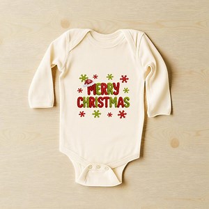 Knitted Merry Christmas Baby Bodysuit, Festive Holiday Onesie - Etsy