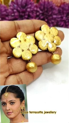 💥Bahubali devasena earring recreation in terracotta😱.#shorts#ytshorts#shortsfeed#yt#art#diy#trending