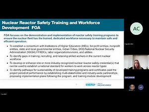 Nuclear Reactor Safety Training And Workforce Development Program Informational Webinar
