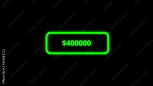 1 million dollar counter animation. 1M dollar counting animation. Counting money and digits increasing. Motion graphic.