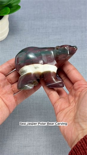 Sea Jasper Polar Bear Carving