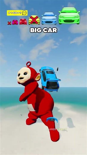Big & Small Cars vs Po Teletubbies Kick & Punch