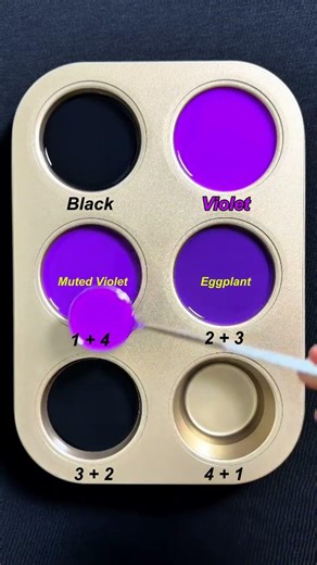 Create 4 colors from 2 colors: Black + Violet #asmr #mix #colormixing #colors #mixing #black #art