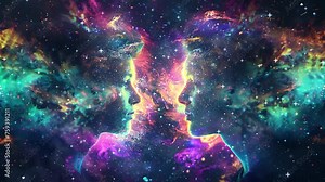 two men and one woman their spirits entwined. seamless looping overlay 4k virtual video animation background