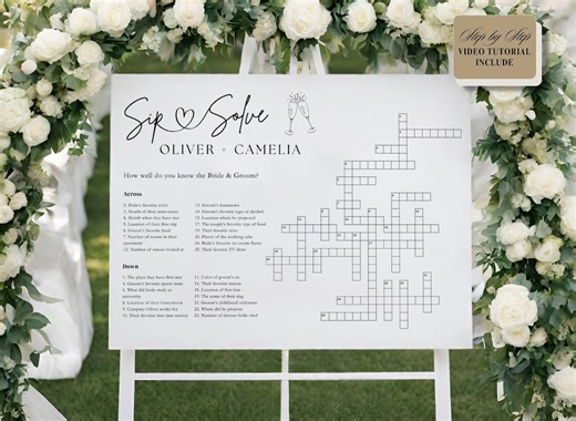 Custom Wedding Crossword Puzzle Template: Sip & Solve Game (digital Download) - Etsy