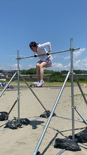 マッスルアップ💪✨#ストリートワークアウト #マッスルアップ女子 #懸垂女子 #ビーチ