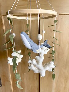 Felt Whale and Coral Baby Mobile | Customizable Mobile | Ocean Nursery Decor - Etsy