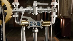 3D animation of an air valve opening and letting air through Stock Video