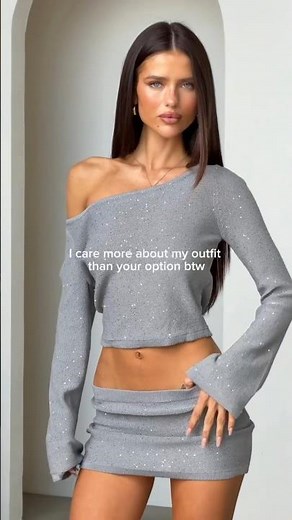 The Perfect🥀Our JARVIS Sequin Top+ Mini Skirt In Grey🤍#fashion #model #beauty #style #outfit #shorts