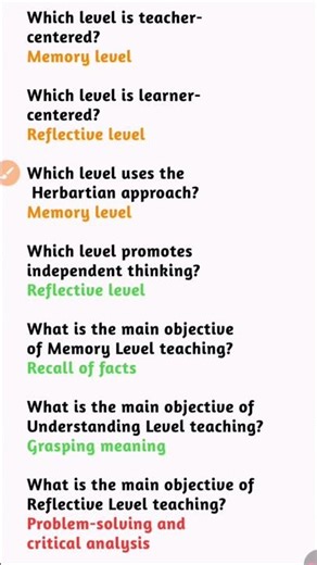 Main Objective of Memory, Understanding and Reflective level teaching #shorts #viral #education