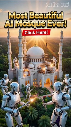 Wait for the beautiful ending 😍When Robots Build the Mosque. Robo Vai🤖🕌 |AI Mosque Creation#shorts