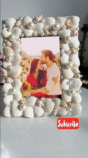 DIY seashell photo frame 🐚 #diy #photoframe #seashellcraft #easydiy #handmade #diycrafts #trending