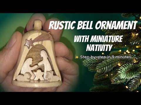 Rustic Bell Ornament with Miniature Nativity