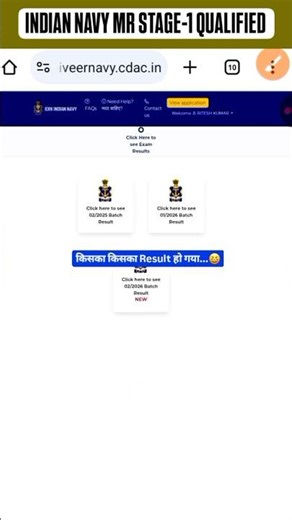 Navy Stage-1 में Selection..😲 Navy 02/2026 🤗 #shorts #navy #result #selection #viral