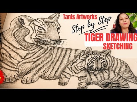 HOW TO DRAW A TIGER| STEP BY STEP TIGER DRAWING TUTORIAL|PENCIL SKETCH FOR BEGINNERS