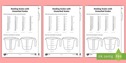 Read Scales with Unmarked Divisions Worksheets