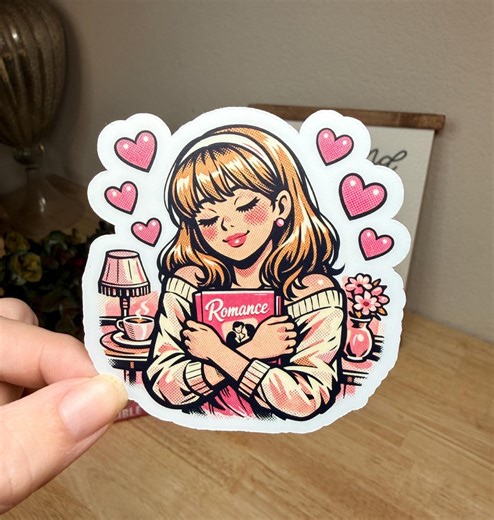 Romance Book Lover Sticker | Cozy Reading Girl Vinyl Sticker - Etsy