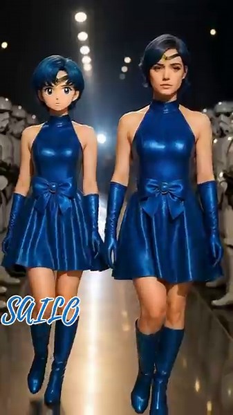 Sailor Moon, Mars & Mercury on the Runway 👠✨ | #ai #sailormoon #anime #shorts #liveaction