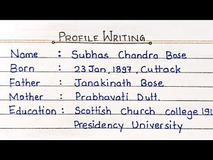 Subhash Chandra Bose Profile Writing / How to write Profile in Exam / Profile writing TIPS / Grammar
