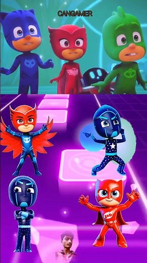 PJ Masks --animated series (Catboy, Owlette, and Night Ninja_Tiles hop-short video-