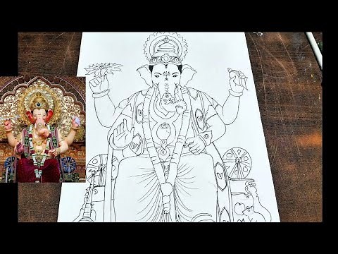 Lalbaugcha Raja Drawing 2025 (Part-1)/ How to Draw Step by Step Lalbaugcha Raja Drawing