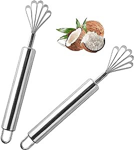 Coconut Scraper, 2Pcs Coconut Grater, Coconuts Meat Removal Tool, Stainless Steel Coconuts Meat Removal Knife Scraper Fish Scaler Remover Multi-Purpose Planer for Kitchen Food Tools
