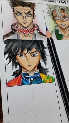 Giyu Tomioka drawing tutorial... Comment who's next 😺🖤#drawing #viral