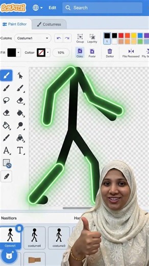 Make a Walking Stickman in Scratch 🚶 #scratch #stickman #codingforkids