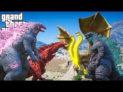 Godzilla, Shin Godzilla TF vs Legendary Godzilla, King Ghidorah- The Legacy of Monster ( GTA V Mod )