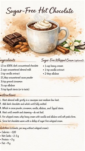 @keto_apprentice on Instagram: "☕🍫 SUGAR-FREE HOT CHOCOLATE (recipe card at the end 👀) This is the kind of hot chocolate you make on purpose, not as a sad substitute. Rich, velvety, deeply chocolatey—and completely sugar free. Huge thanks to @yaidymakes for this perfectly balanced cozy drink that proves you don’t need sugar to get real hot chocolate vibes. 👉 Drop “HOT CHOCOLATE” below and I’ll send the recipe straight to your inbox. Ingredients • 1.5 oz 100% dark unsweetened chocolate • 2 cup