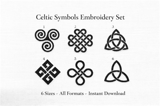 Celtic & Viking Machine Embroidery Bundle- 6 Ancient Symbols- Triquetra, Dara, Shield Knot, Triskelion-instant Download- 6 Sizes-all Formats - Etsy