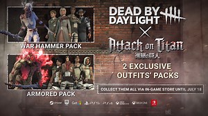 The Attack on Titan Collection is leaving Dead by Daylight on July 18th. Now’s your chance to get Outfits inspired by Eren, Mikasa, Historia, the War Hammer Titan, the Armored Titan, and many more. Read the FAQ 👉 https://dbd.game/3CEcHcv | Dead by Daylight