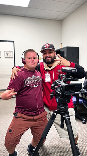 Progress over perfection! Greg answers questions during a mock interview in EMCC media lab, where students learn about photo and video production and all kinds of technology! The sky is the limit! #disabiltypride #hopebeginshere | Hope Services