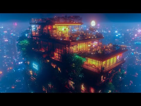 Cozy Coffee Cyberpunk I Snow And Ambient Music I Space Sounds For Relaxation And Stress Relief| 4K