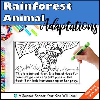 Rainforest Animal Adaptations Book - Nonfiction Science Reader Print and Digital